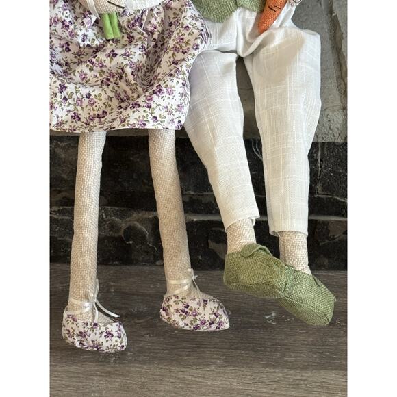 NWOT Easter Bunny Rabbits Fabric Sitting Couple Male Female Decor - Picture 7 of 9